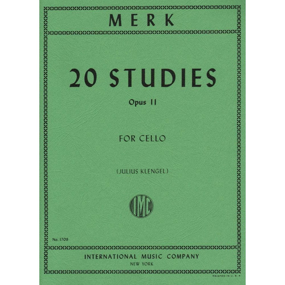 Merk, Joseph - 20 Studies, Op 11 - Cello solo - edited by Julius Klengel - International Music Co