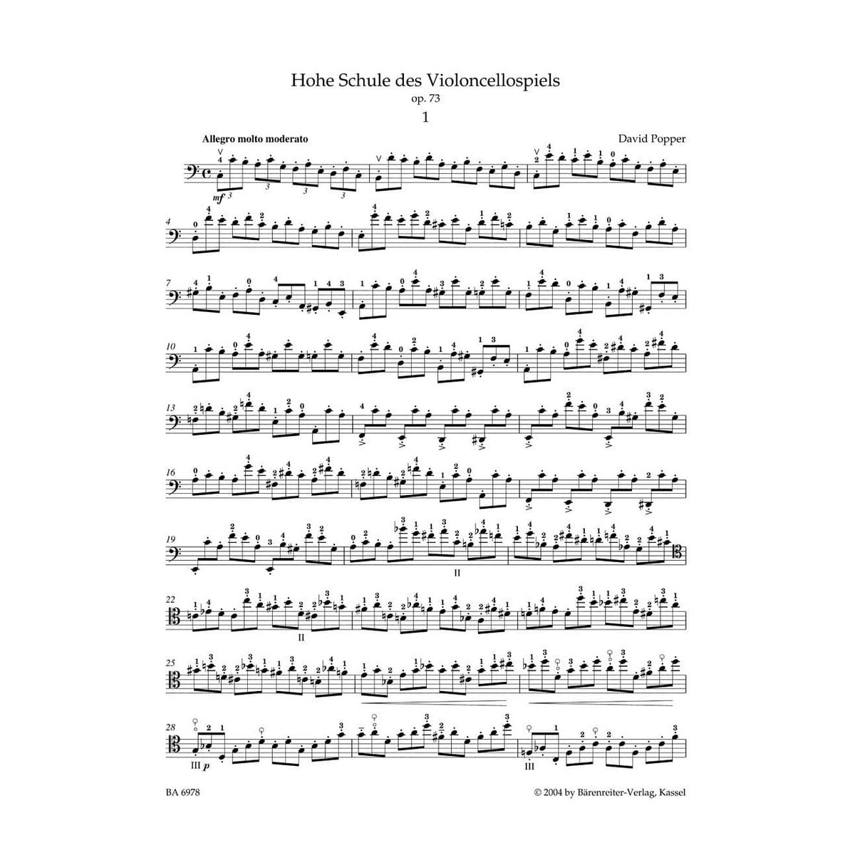 Popper, David - High School of Cello Playing Op 73 Published by Barenreiter