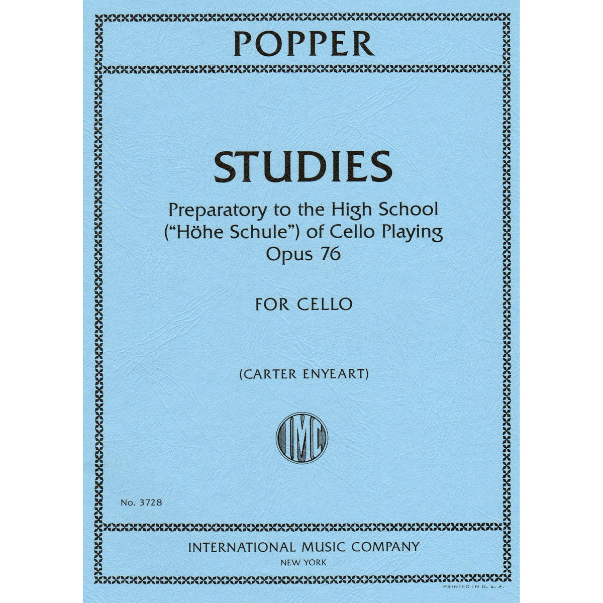 Popper, David - Studies Op 76 For Cello Published by International Music Company