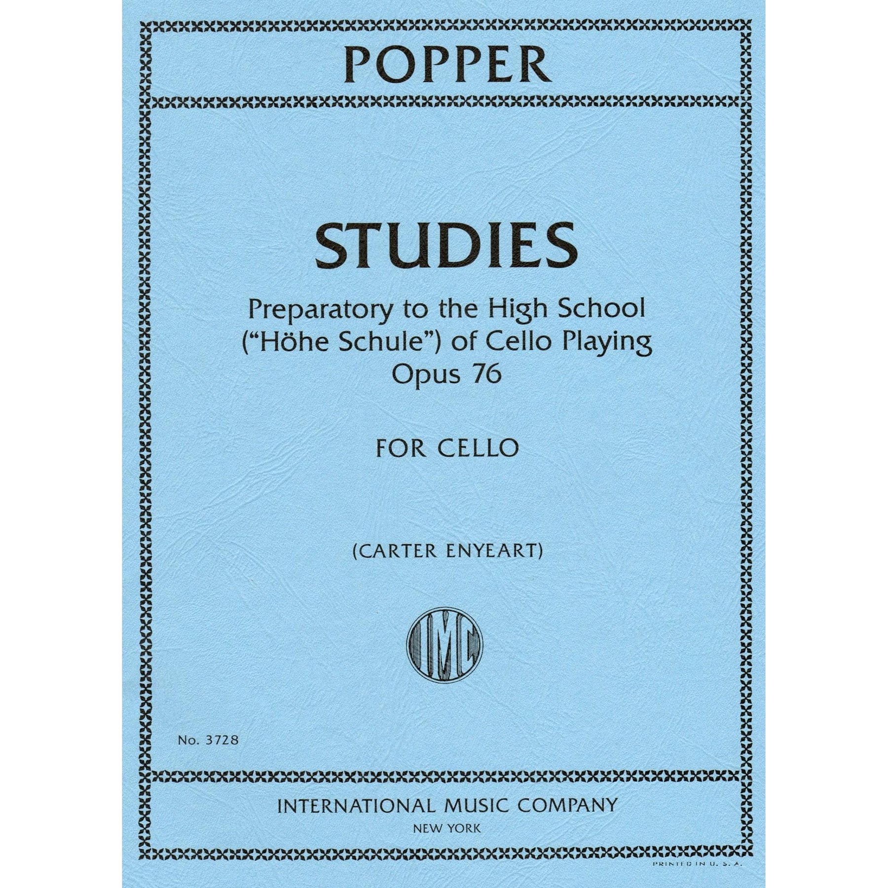Popper, David - Studies Op 76 For Cello Published by International Music Company