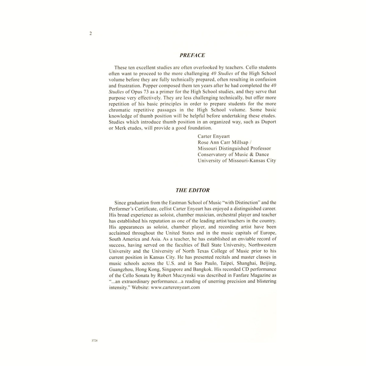 Popper, David - Studies Op 76 For Cello Published by International Music Company