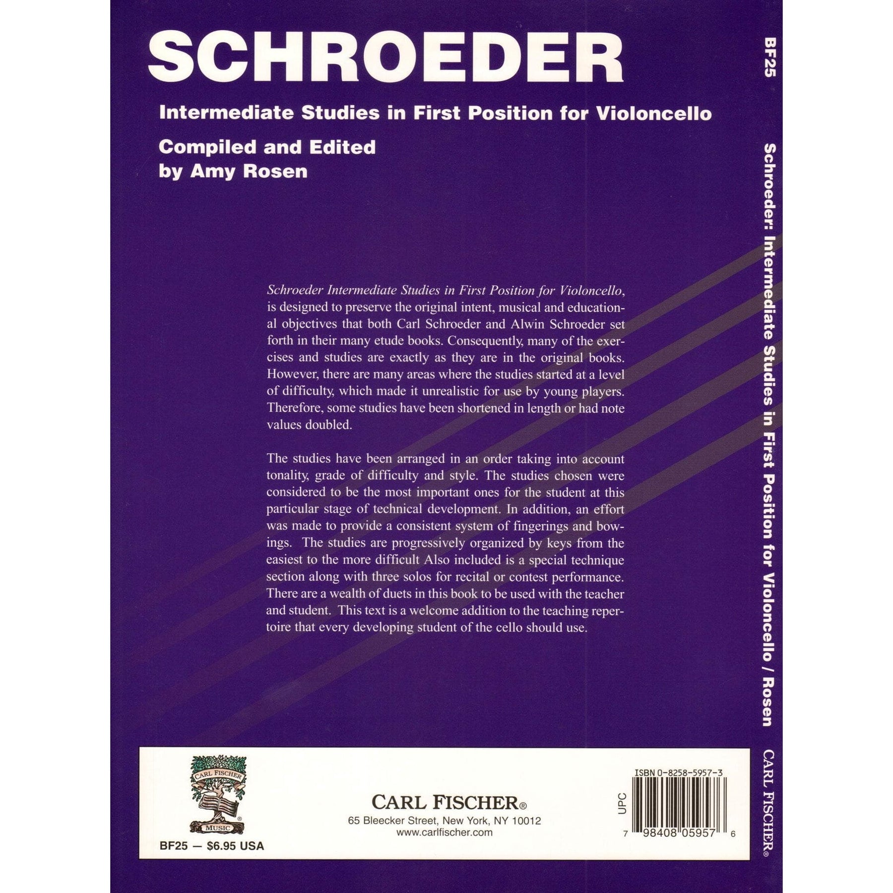 Schroeder/Rosen - Intermediate Studies in 1st Position For Cello Published by Carl Fischer
