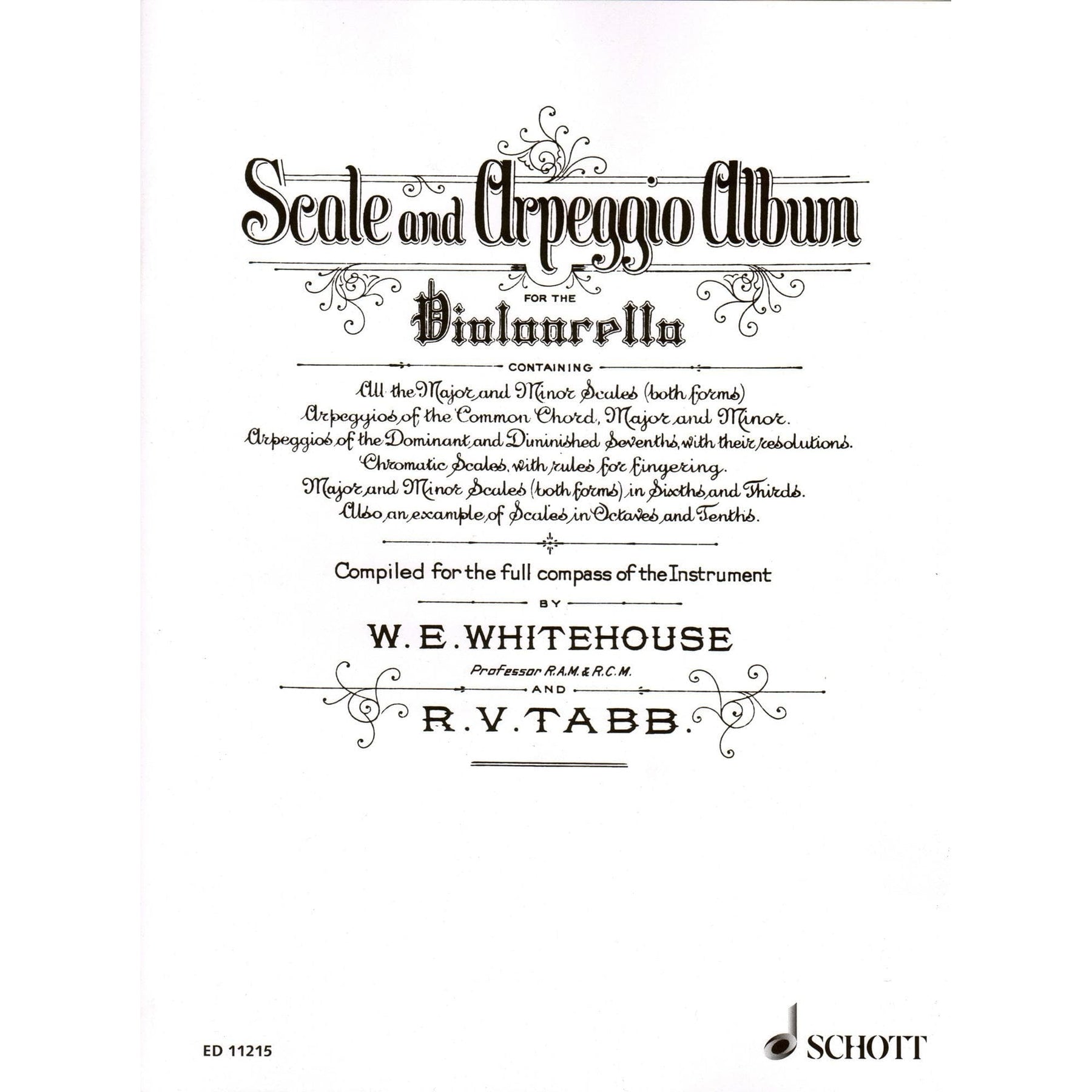 Whitehouse - Tabb Scale & Arpeggio Album, for Cello Published by Schott Music