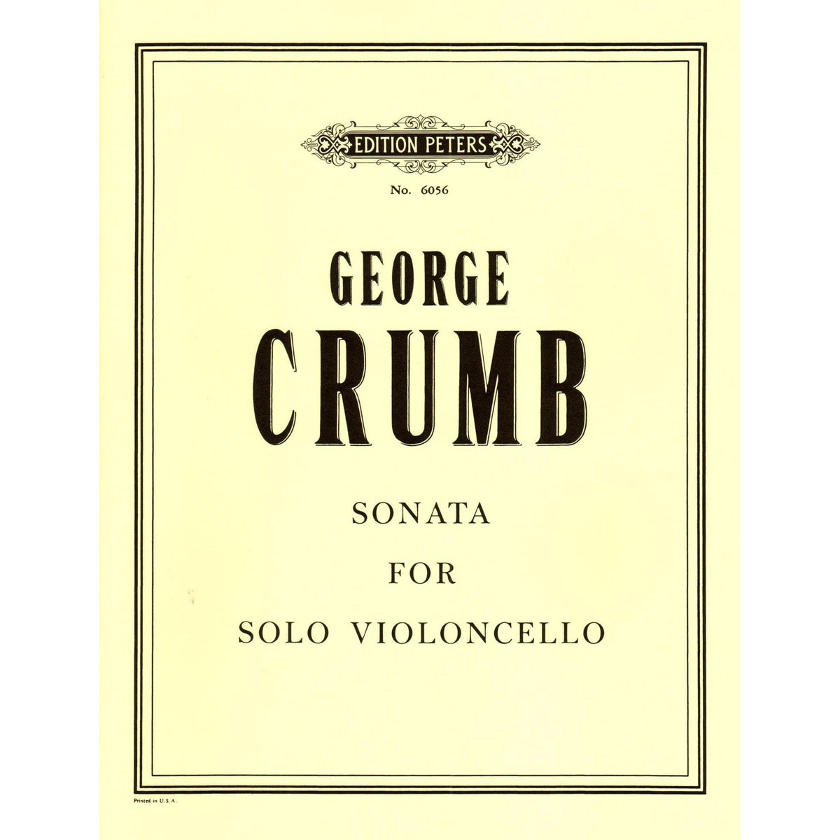 Crumb, George - Sonata for Solo Cello - edited by Camilla Doppmann - Edition Peters