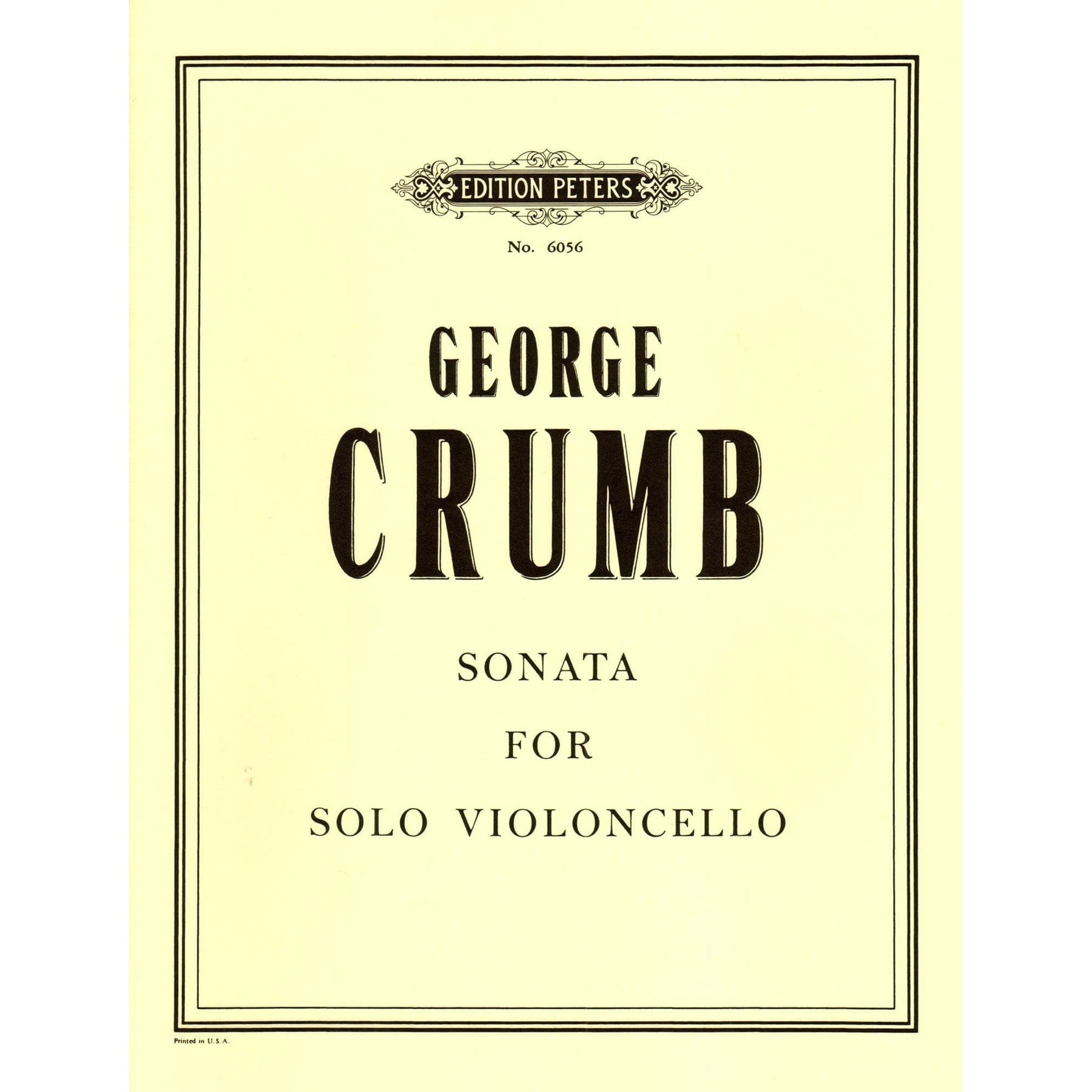 Crumb, George - Sonata for Solo Cello - edited by Camilla Doppmann - Edition Peters