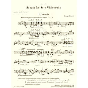 Crumb, George - Sonata for Solo Cello - edited by Camilla Doppmann - Edition Peters