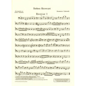 Gabrielli, Domenico - Seven Ricercars - Cello solo - Schott Edition