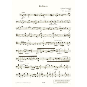 Penderecki, Krzysztof - Cadenza - Solo Cello - arranged by Jakoe Spahn - Schott Music