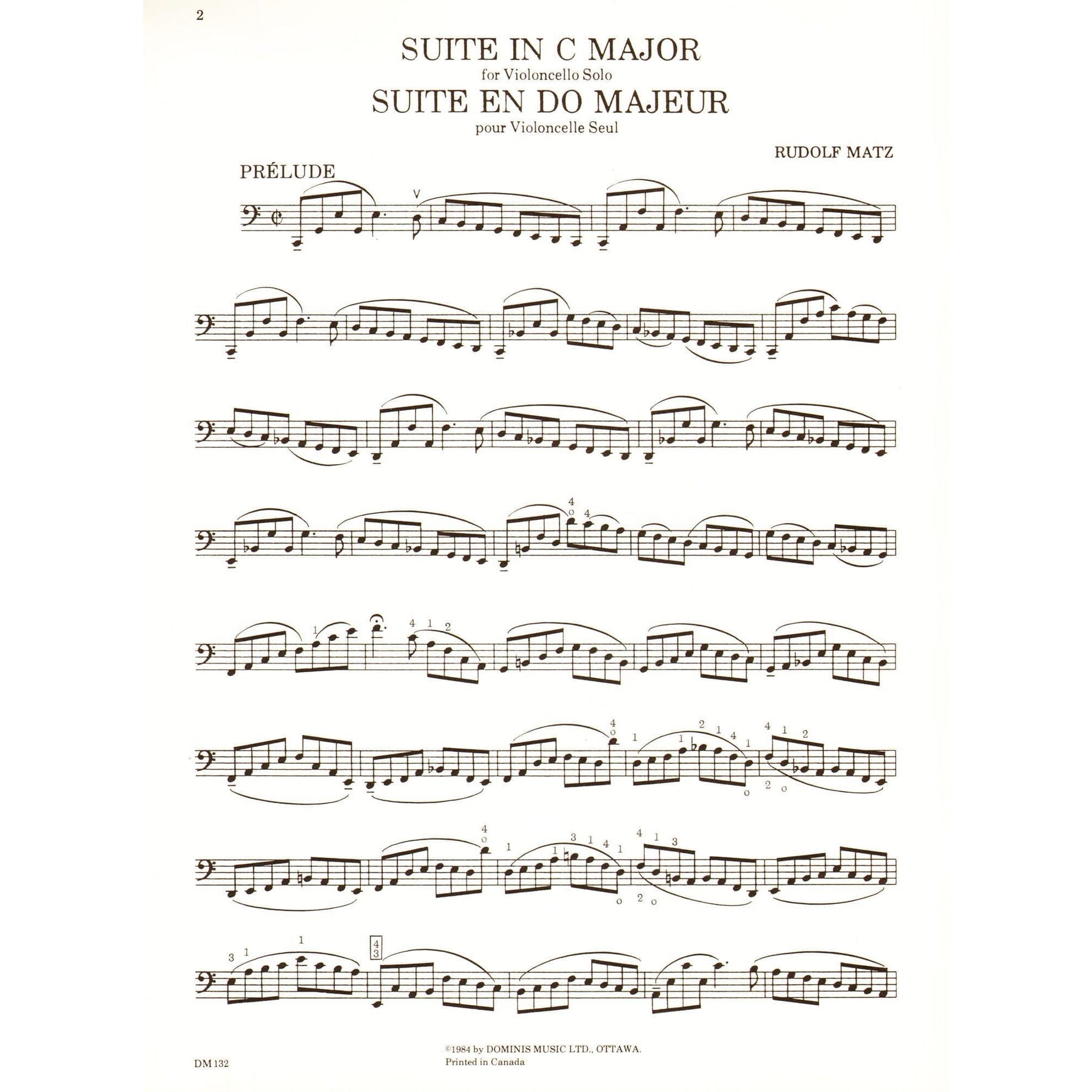 Matz, Rudolf - Suite in C Major - Cello solo - Dominis Music Edition