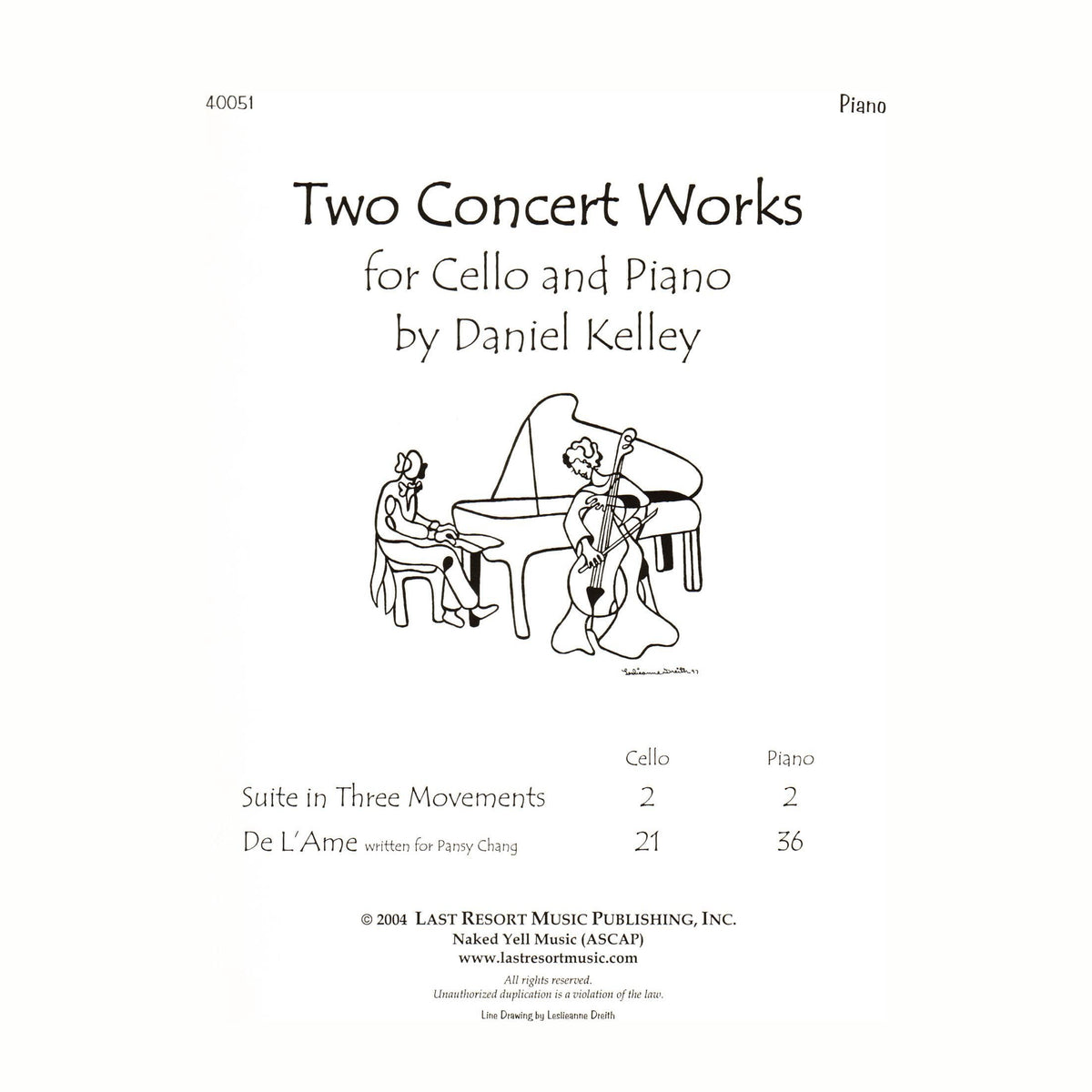 Kelley, Daniel - Two Concert Works - Cello and Piano - Last Resort Music