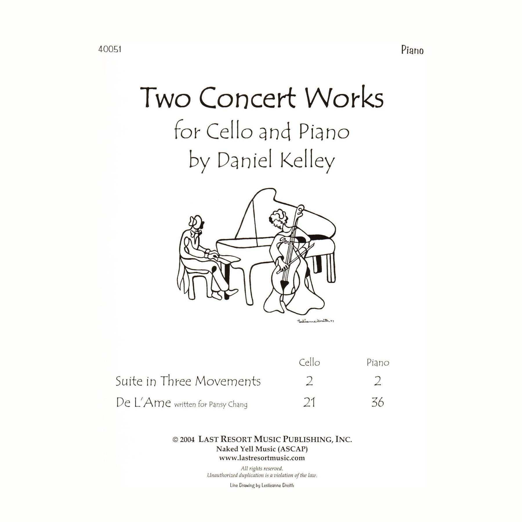 Kelley, Daniel - Two Concert Works - Cello and Piano - Last Resort Music