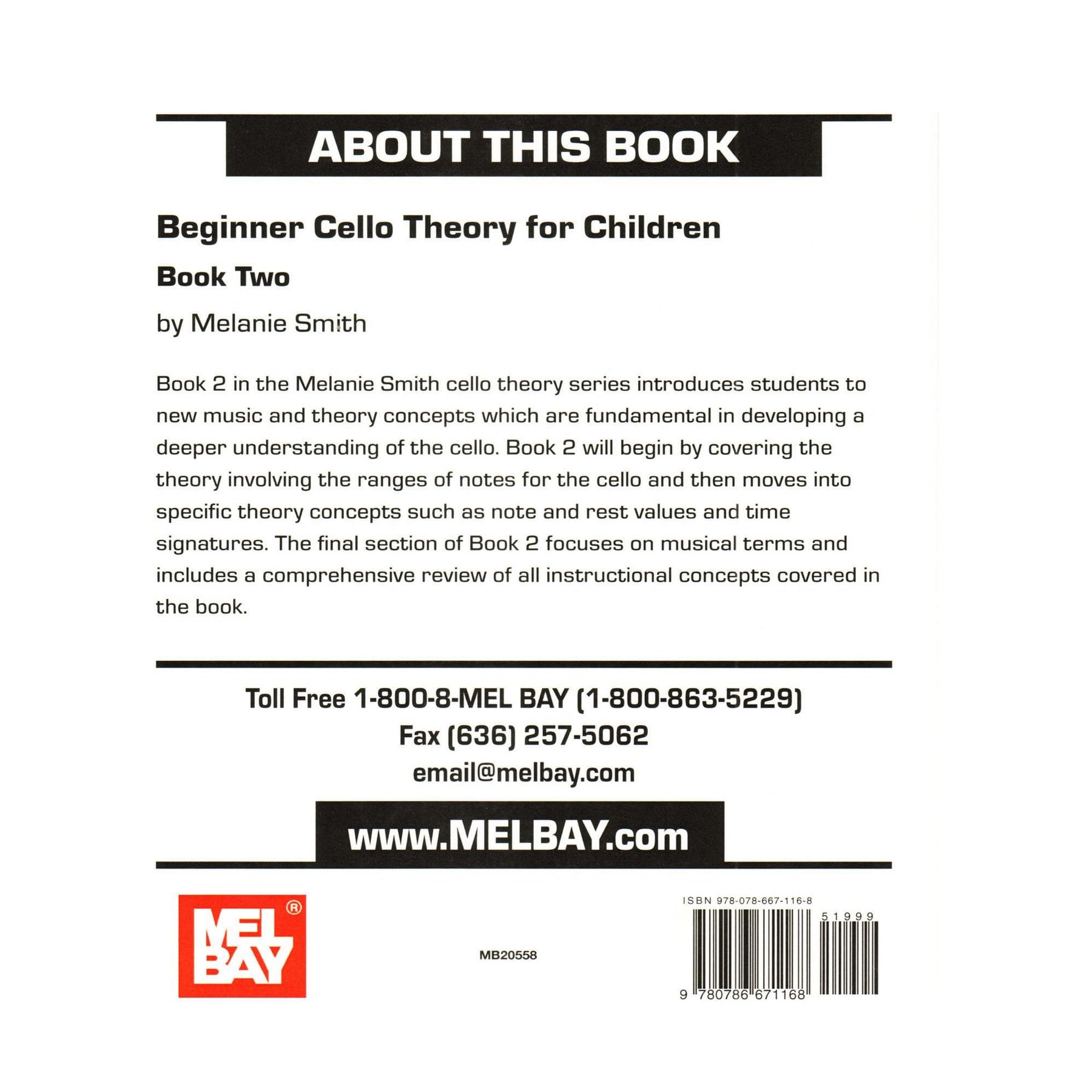 Beginner Cello Theory for Children - Book 2 by Melanie Smith - Mel Bay Publication