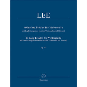 Lee, Sebastian - 40 Easy Etudes for Violoncello, Opus 70 For one or two cellos URTEXT Published by Barenreiter