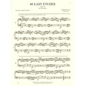 Lee, Sebastian - 40 Easy Etudes, Op 70 - for 2 Cellos - edited by Carter Enyeart - International Music Co