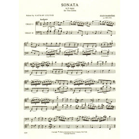 Barriere, J - Sonata In G Major for Two Cellos - Arranged by Stutch - International Edition