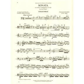 Schubert, Franz - Sonata in A minor - for Cello - with Optional 2nd Cello, Commentary and Preparatory Exercises by Daniel Morganstern - International
