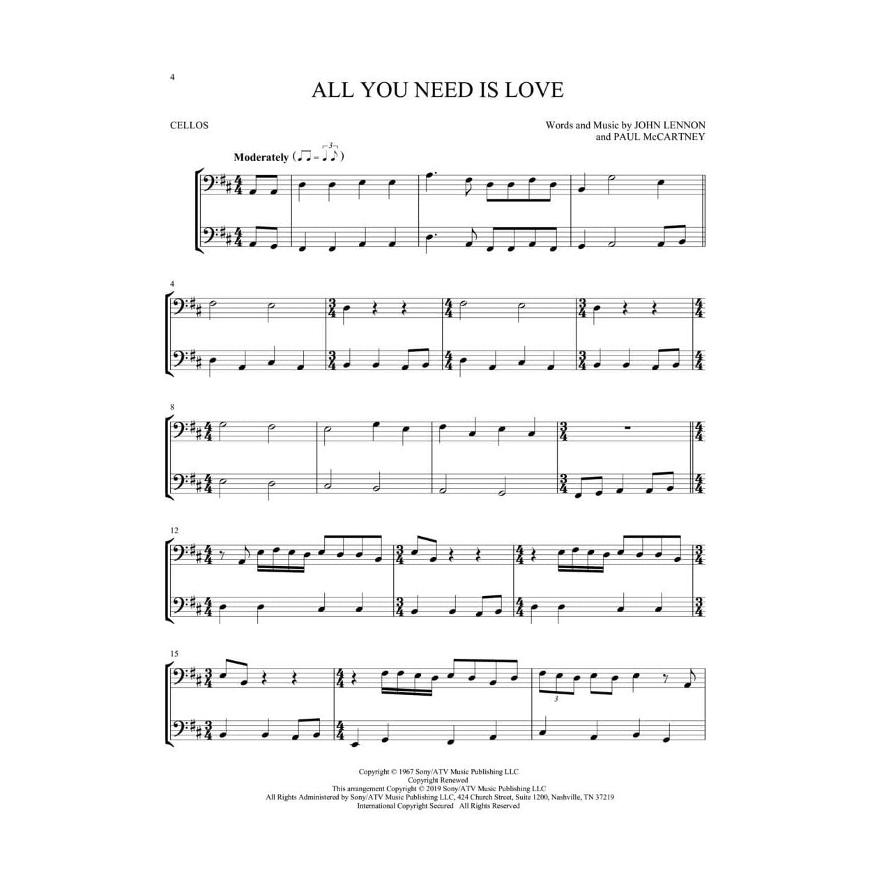 The Beatles for Two: 23 Favorites - Two Cellos - Arranged by Mark Phillips - Hal Leonard