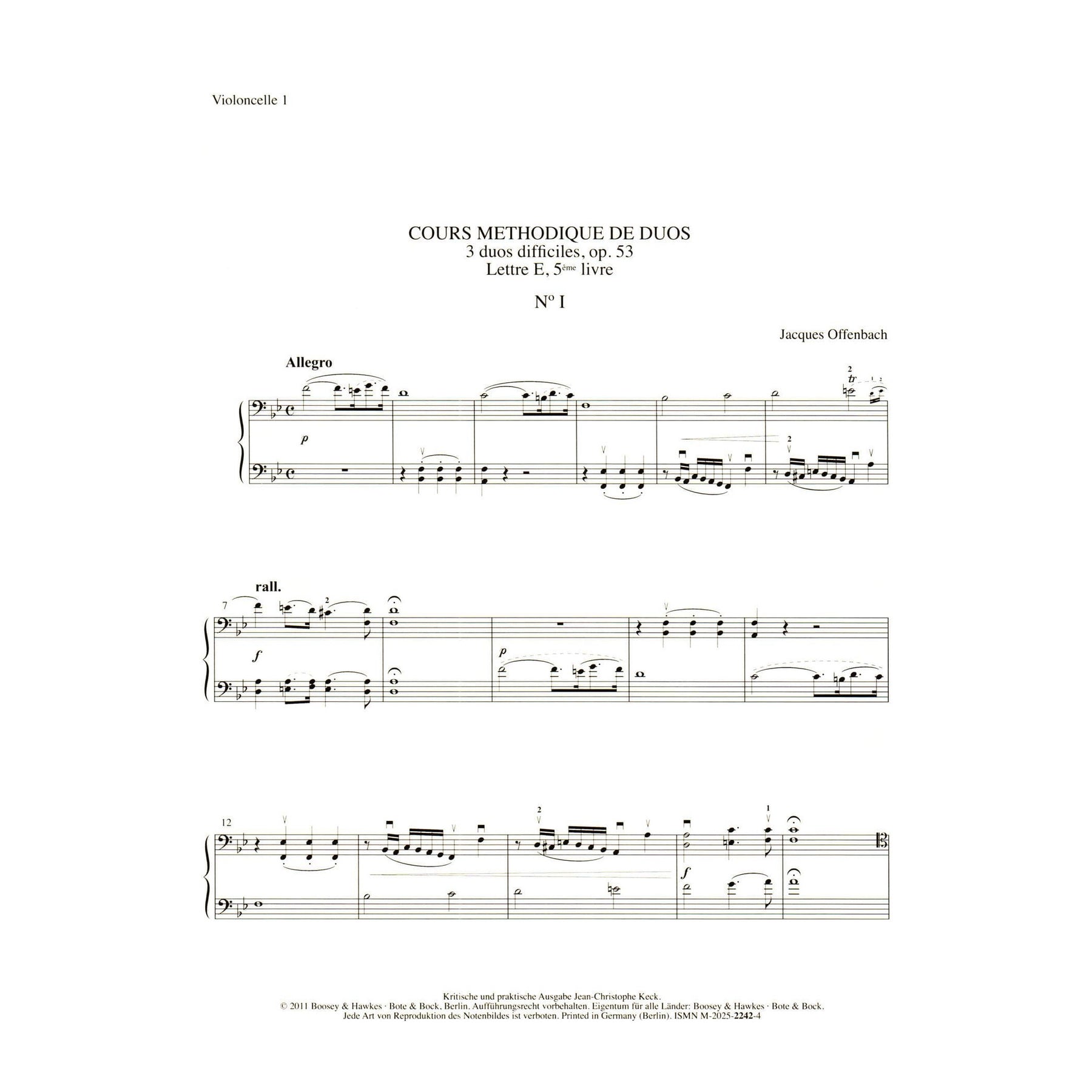 Offenbach, Jacques - Cours methodique de duos pour deux violoncelles, Vol. 5 - for Two Cellos, or Cello and CD - Edition Keck - Boosey & Hawkes