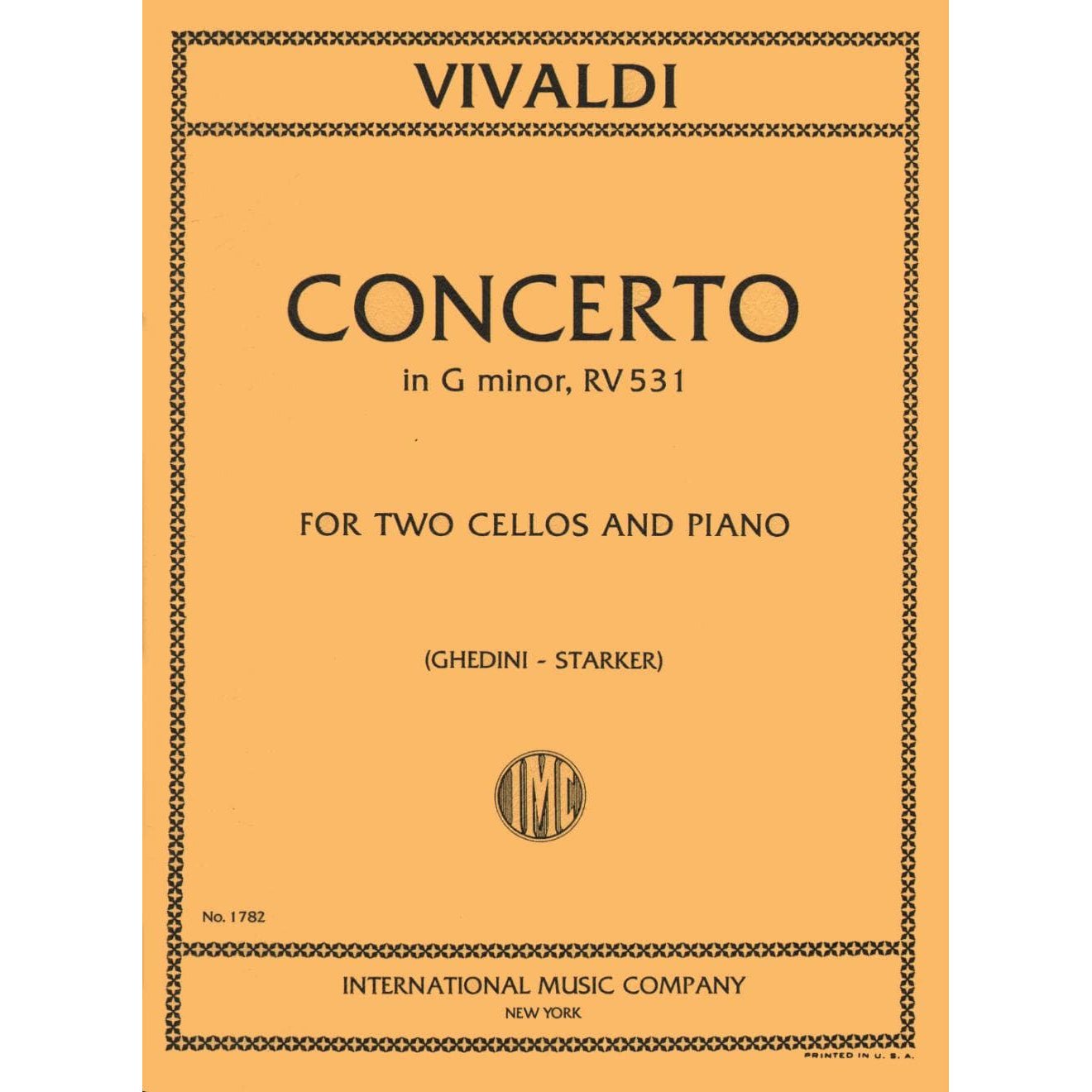 Vivaldi, Antonio - Concerto In g minor F III No 2 RV 531 For Two Cellos and Piano Edited by Starker Published by International Music Company