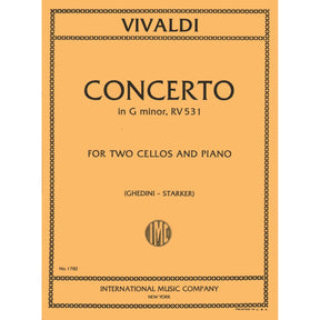 Vivaldi, Antonio - Concerto In g minor F III No 2 RV 531 For Two Cellos and Piano Edited by Starker Published by International Music Company