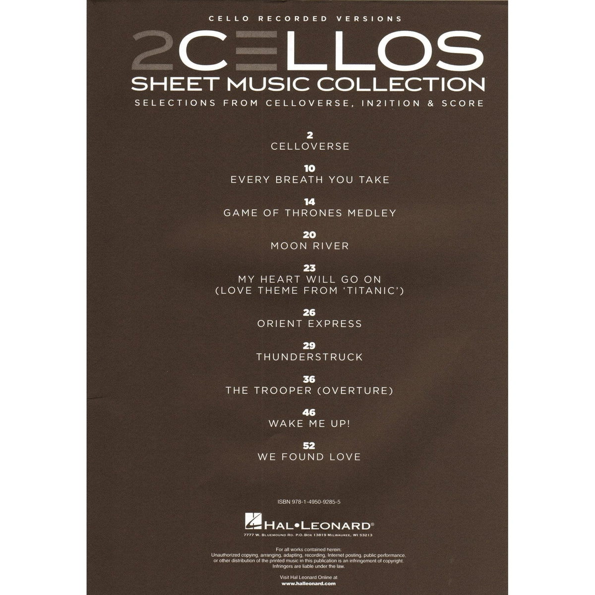 2 Cellos - Sheet Music Collection - from Celloverse, In2ition, and Score - for Cello Duet - Hal Leonard Publications