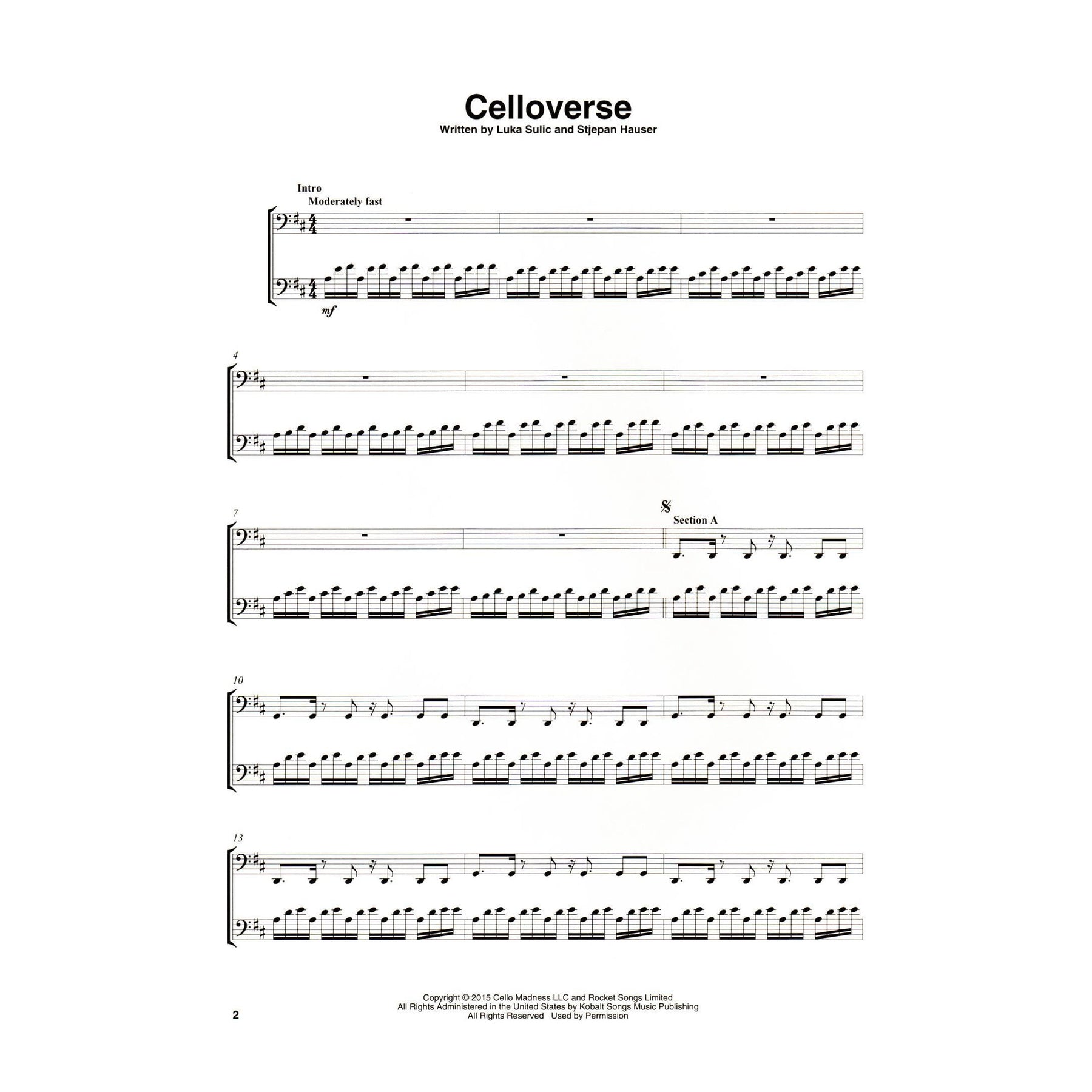 2 Cellos - Sheet Music Collection - from Celloverse, In2ition, and Score - for Cello Duet - Hal Leonard Publications