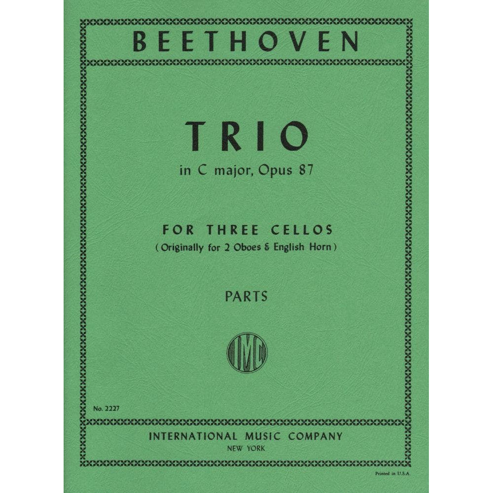 Beethoven, Ludwig - Trio In C Major Op 87 for Three Cellos - Arranged by Prell - International Edition