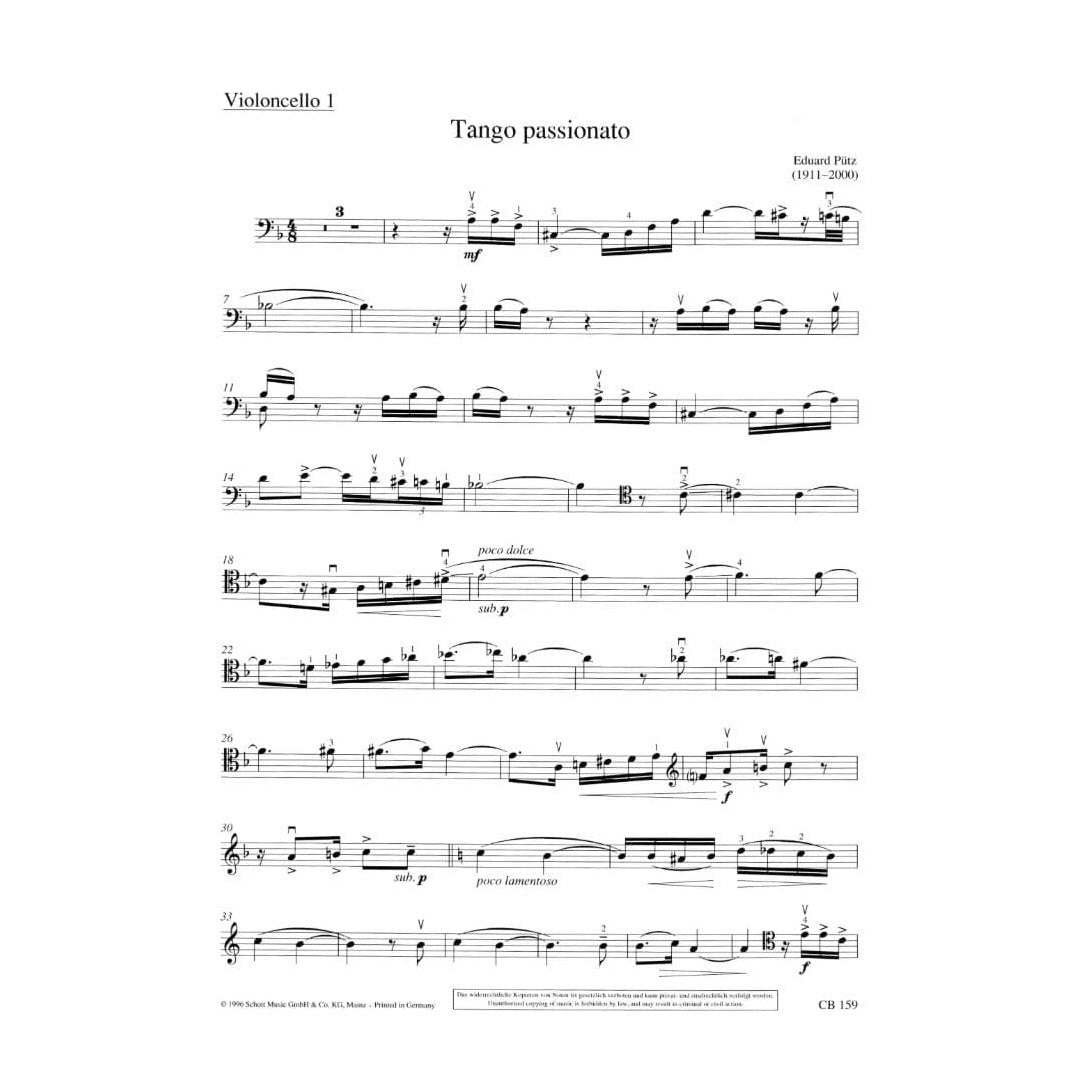 Putz - Tango Passionato For Four Cellos Published by Schott Music