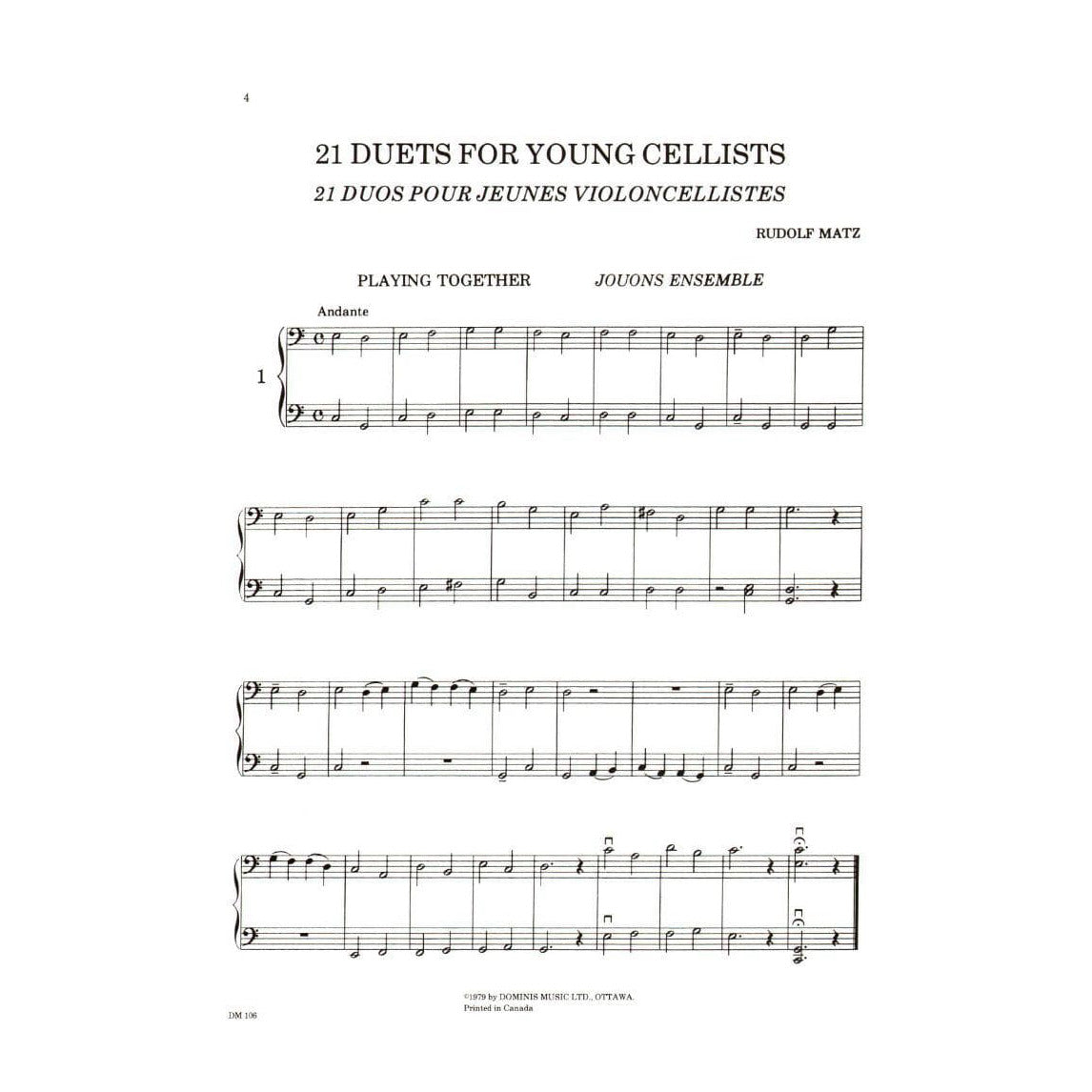 Matz, Rudolf - 21 Duets for Young Cellists - Two Cellos - Dominis Music Edition
