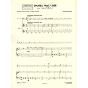 Saint-Saens, Camille - Danse Macabre - for cello and piano - transcribed by Giuseppe Gariboldi - Editions Durand