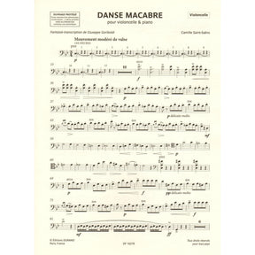 Saint-Saens, Camille - Danse Macabre - for cello and piano - transcribed by Giuseppe Gariboldi - Editions Durand