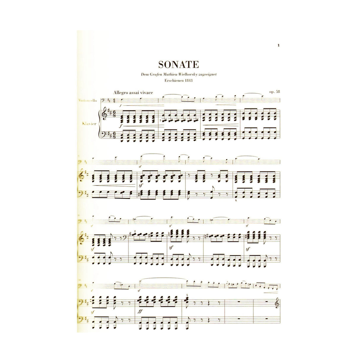 Mendelssohn, Felix - Sonata in D Major, Op 58 - Cello and Piano - edited by Rudolf Elvers - G Henle Verlag URTEXT