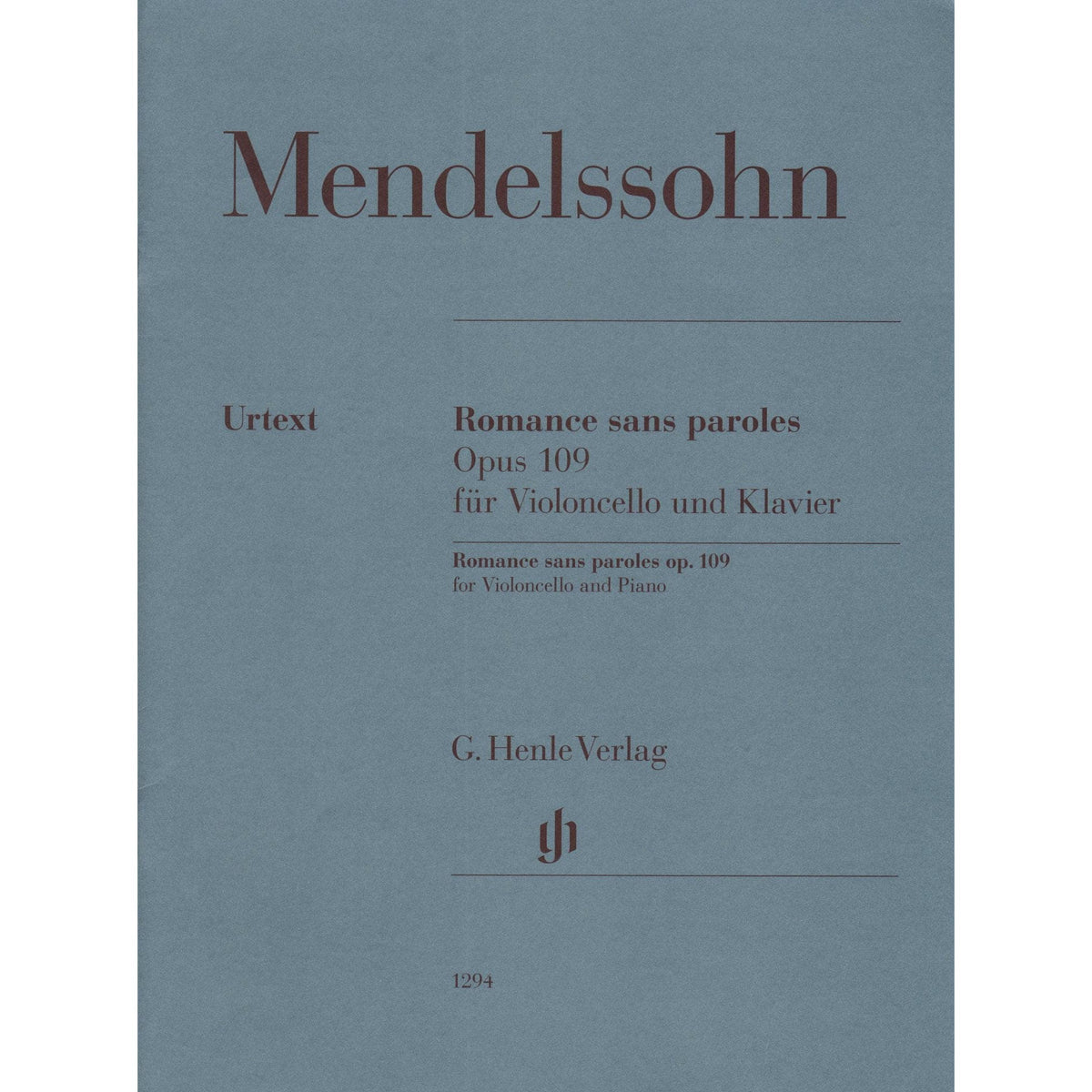 Mendelssohn, Felix - Romance Sans Paroles, Op 109 - for Cello and Piano - G. Henle Verlag URTEXT