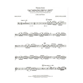 Williams, John - Theme from "Schindler's List" - Cello and Piano - Hal Leonard Publication