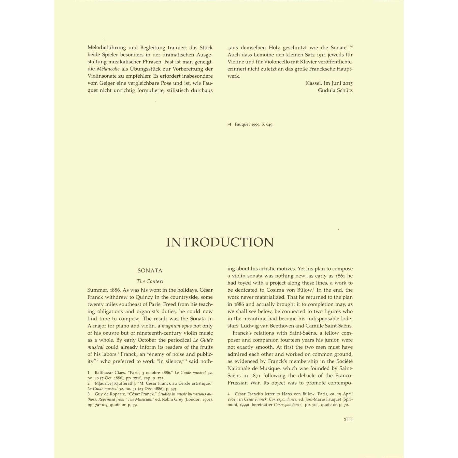 Franck, Cesar - Sonata and Melancolie - for Cello and Piano - edited by Woodfull-Harris - Barenreiter URTEXT