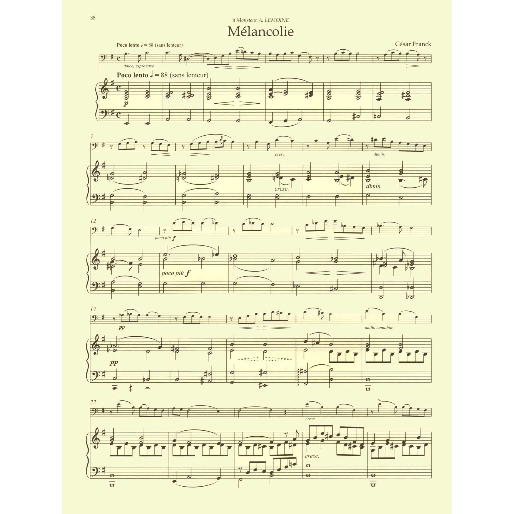 Franck, Cesar - Sonata and Melancolie - for Cello and Piano - edited by Woodfull-Harris - Barenreiter URTEXT