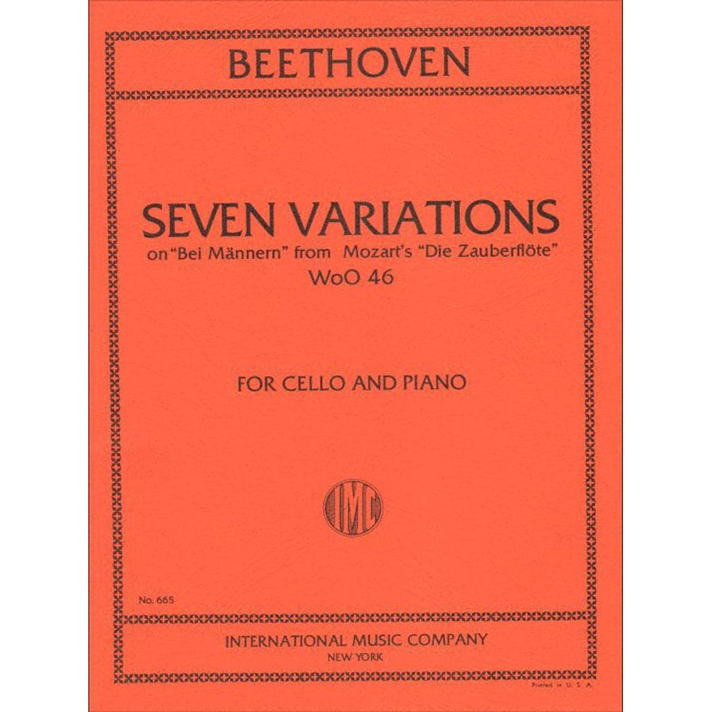 Beethoven, Ludwig - 7 Variations on a Theme Bei Mannern from Mozart's Magic Flute WoO 46 for Cello and Piano - International Edition