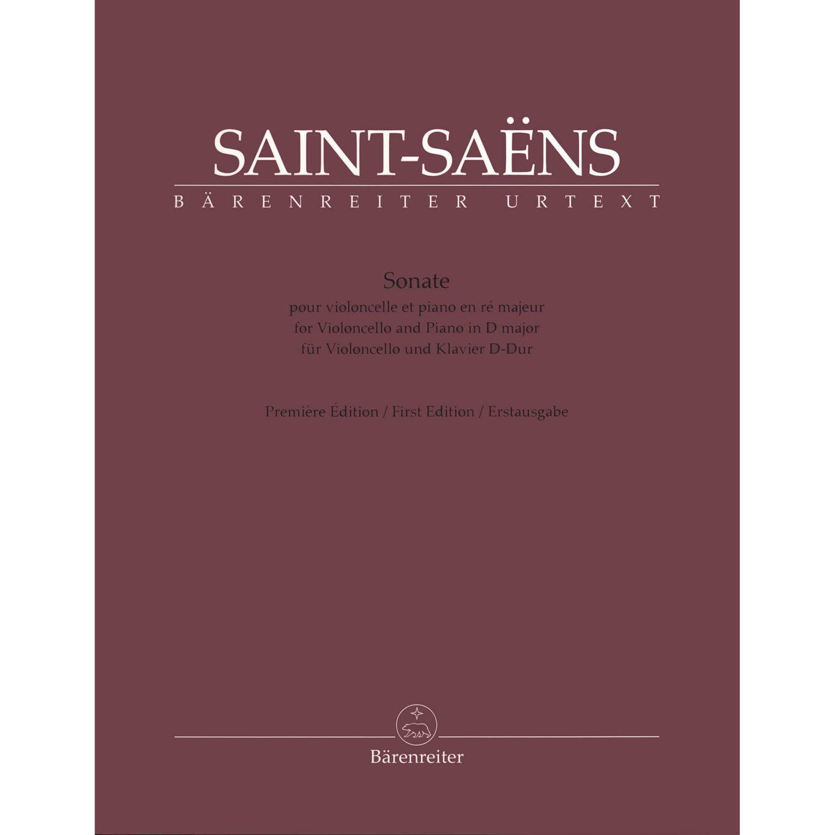 Saint-Saens, Camille - Sonata in D major - for Cello and Piano - edited by Denis Hurlin - Barenreiter URTEXT