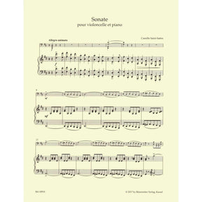Saint-Saens, Camille - Sonata in D major - for Cello and Piano - edited by Denis Hurlin - Barenreiter URTEXT