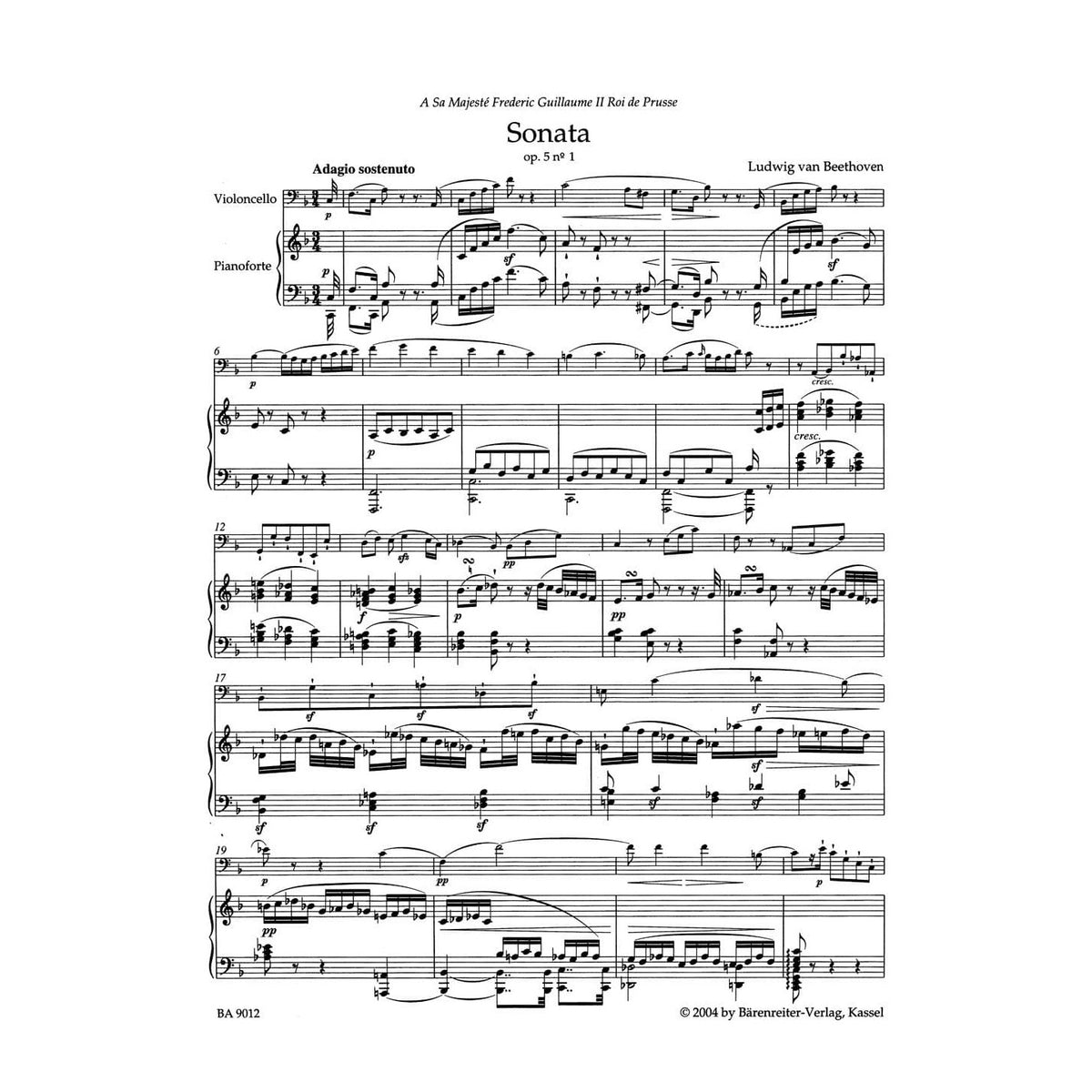 Beethoven, Ludwig - Sonatas Op 5, 69, 102 for Cello and Piano - Edited by Del Mar - Barenreiter URTEXT Edition