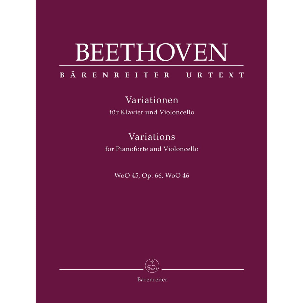 Beethoven, Ludwig van - Variations WoO 45, Op 66, WoO 46 - for Cello and Piano - edited by Jonathan Del Mar - Bärenreiter