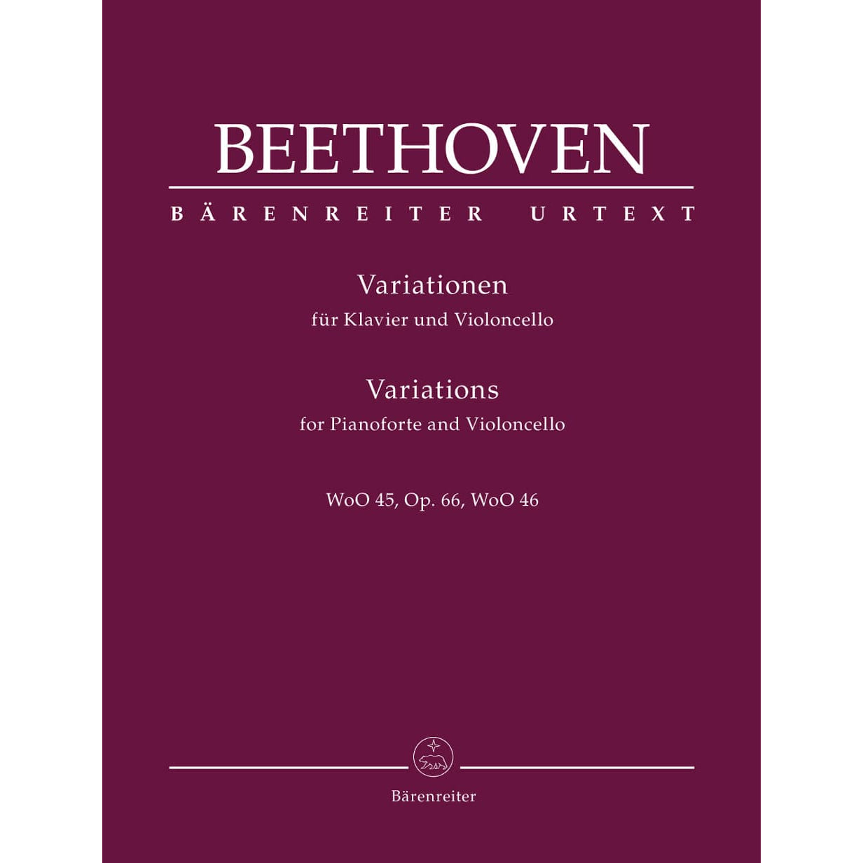 Beethoven, Ludwig van - Variations WoO 45, Op 66, WoO 46 - for Cello and Piano - edited by Jonathan Del Mar - Bärenreiter