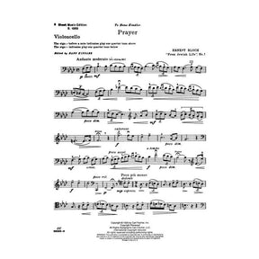 Bloch, Ernest - Prayer ( No 1 from Jewish Life ) for Cello and Piano - Arranged by Kindler - Fischer Edition