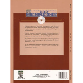 Bloch, Ernest - Prayer No 1 from Jewish Life for Cello with Piano Accompaniment - Edited by Kindler - Fischer Edition