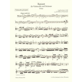 Boccherini, Luigi - Concerto in B-flat Major G 482 for Cello and Piano - Arranged by Fritzsch - Breitkopf and Haertel Edition