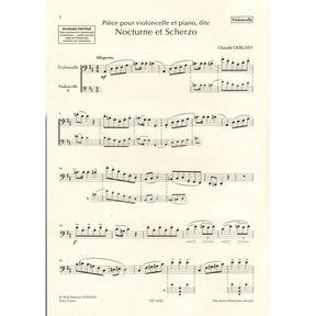 Debussy, Claude - Nocturne and Scherzo for Cello and Piano - edited by Roy Howat - Durand Edition