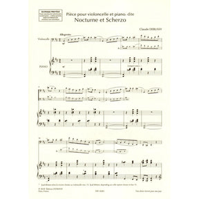 Debussy, Claude - Nocturne and Scherzo for Cello and Piano - edited by Roy Howat - Durand Edition