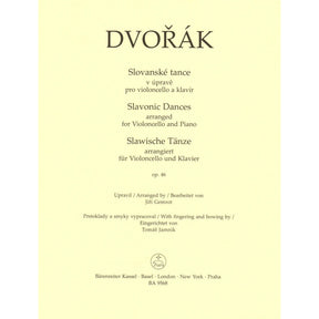 Dvorak, Antonin - Slavonic Dances, Op. 46 - arranged by J. Gemrot - for Cello and Piano - Barenreiter