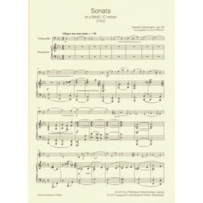 Schumann, Camillo - Sonata No. 2 in C minor, Op. 99 - for Cello and Piano - Breitkopf & Hartel URTEXT