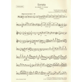 Schumann, Camillo - Sonata No. 2 in C minor, Op. 99 - for Cello and Piano - Breitkopf & Hartel URTEXT